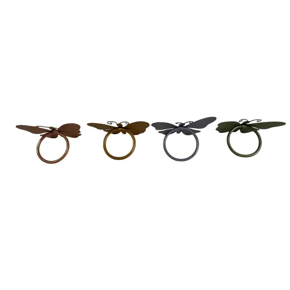 Metal Butterfly Napkin Rings Set of 4 Pastel Spring Table Decor Holders